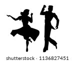 couple dancing silhouette | Shutterstock .eps vector #1136827451