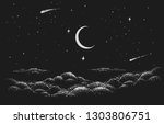 view to night sky with clouds... | Shutterstock .eps vector #1303806751