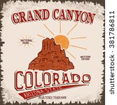 Vintage Label With Canyon And...