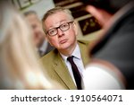 Small photo of MP Michael Gove, during a farm visit to the Brecon Beacons Wales, with the Brecon and Radnor MP Chris Davies on the 25th of May 2018.
