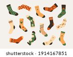 stylish doodle socks in trendy... | Shutterstock .eps vector #1914167851