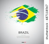 Flag Of Brazil With Brush...