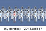 a crowd of robots stands in a... | Shutterstock .eps vector #2045205557