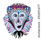 colorful painted monkey head... | Shutterstock . vector #352691477