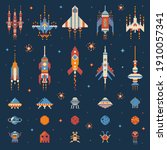 pixel art vintage space game... | Shutterstock .eps vector #1910057341