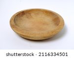 empty wooden bowl isolated on a ... | Shutterstock . vector #2116334501