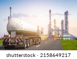Small photo of Transportation of oil and natural gas by truck in Oil Refinery factory and petrochemical plant - Petroleum industry