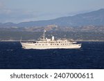 Small photo of TYRRHENIAN SEA - NOVEMBER 08, 2023: Motor yacht "Sherakhan", originally built in 1966 as "Prinses Margriet" training vessel for the Dutch Maritime Institute and refitted into a luxury yacht in 2004.