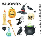 halloween party illustration.... | Shutterstock . vector #489492787