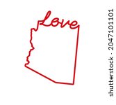 Arizona Us State Red Outline...