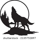 Moon Clipart Wolf Silhouette...