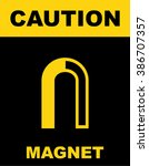 magnet hazard warning sign .... | Shutterstock .eps vector #386707357