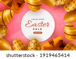 realistic golden easter sale... | Shutterstock . vector #1919465414
