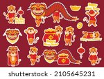 large set of stickers with red... | Shutterstock .eps vector #2105645231
