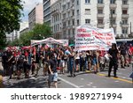 Small photo of ATHENS, GREECE-June 10th 2021: Protestors during the general strike in Athens against the Labour Bill that the conservative government is trying to pass, abolishing various labour and unions rights.