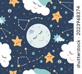 seamless pattern with the moon... | Shutterstock .eps vector #2023968374