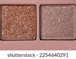New glitter rose gold eyeshadow macro photo. Cosmetic texture banner background