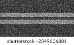 Small photo of Seamless asphalt texture with unbroken double stripe at the center for road division, grunge tarmac surface with continuous double line, top view