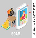 online dating scam. girl... | Shutterstock .eps vector #1897350577