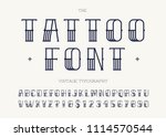 tattoo font black color. retro... | Shutterstock .eps vector #1114570544