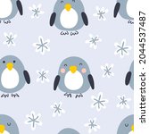 Cartoon Style Winter Penguins...