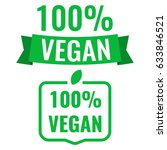 100  vegan badge  logo  icon... | Shutterstock .eps vector #633846521