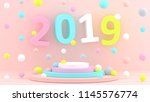 2019 new year wallpaper. 3d... | Shutterstock . vector #1145576774