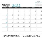 calendar 2022 year. march 2022... | Shutterstock .eps vector #2033928767