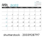 calendar 2022 year. april 2022... | Shutterstock .eps vector #2033928797