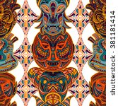 seamless pattern with tribal... | Shutterstock .eps vector #381181414