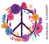 Hippie Peace Symbol With...