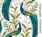 Seamless Pattern With Peacock ...