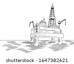 Drilling Platform Ocean Sea...