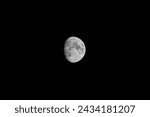 Small photo of waning moon, moonlit night, space, telephoto zoom