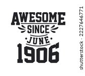 Awesome Since June 1906. Born in June 1906 Retro Vintage BirthdayAwesome Since June 1906. Born in June 1906 Retro Vintage Birthday