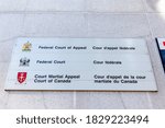 Small photo of Ottawa, Ontario, Canada - August 8, 2020: Sign of Federal Court Appeal, Federal Court, Court Martial Appeal Court of Canada at entrance of Thomas D'Arcy McGee building on 90 Sparks Street in Ottawa.