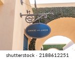 Small photo of Newport Beach, CA, USA - July 10, 2022: A Janie and Jack hanging sign is shown at a shopping mall in Newport Beach, CA, USA. Janie and Jack is an American children's clothing brand.