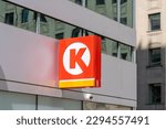 Small photo of Toronto, ON, Canada - April 26, 2023: Close up of Circle K Store logo on the building. Circle K Stores, Inc. is a chain of convenience stores owned by Alimentation Couche-Tard based in Canada.