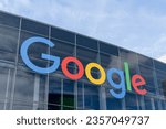 Small photo of Close up of the Google logo sign on the building in Mountain View, California, USA - June 12, 2023. Google LLC is an American multinational technology company.