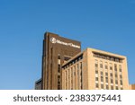 Small photo of Omaha, NE, USA - May 6, 2023: Mutual of Omaha Corporate headquarters in Omaha, NE, USA. Mutual of Omaha is an American mutual insurance and financial services company.
