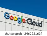 Close up of google cloud sign...