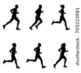 set people running marathon... | Shutterstock .eps vector #705223981