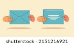 a person's hands hold a letter... | Shutterstock .eps vector #2151216921