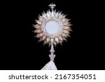 Small photo of Ostensory for worship at a Catholic church ceremony - Adoration to the Blessed Sacrament, Catholic Church, Eucharistic Holy Hour, Holy Week