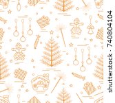 winter seamless pattern with... | Shutterstock .eps vector #740804104