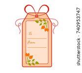 gift tag with branch of rosehip.... | Shutterstock .eps vector #740953747