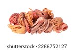 Small photo of Mace flower, nutmeg flower. Myristica fragrans isolated on white background. Dried Mace Blades.