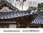 beautiful roof eaves of temple in korea