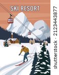 mountain skier vintage winter... | Shutterstock .eps vector #2123443877