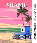 Miami Beach Retro Poster ....